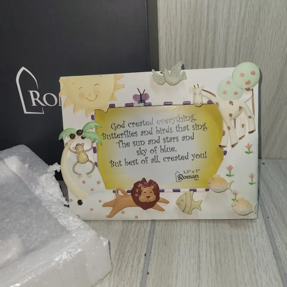Vtg 2003 Roman God Created Everything Photo Frame Kids 3.5